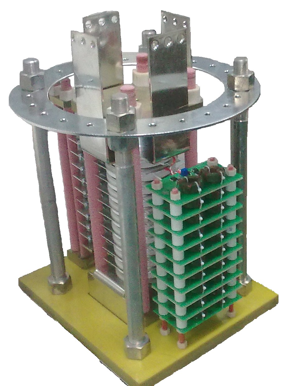 Experimental thyristor switch for commutation of current pulse with 250 kA amplitude. Experimental thyristor switch for commutation of current pulse with 250 kA amplitude.